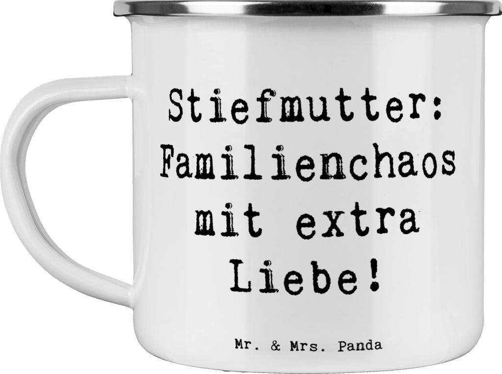 Mr. & Mrs. Panda Pott Spruch Stiefmutter Liebe - Weiß - Geschenk, Freude, Dankeschön, Weihnachten, Beziehung, Patchwork-Familie, Tasse Emaille, H...