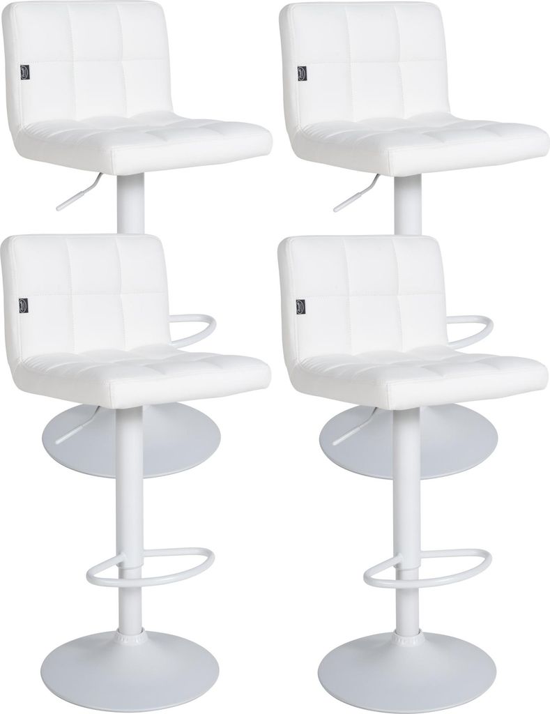 4er Set Barhocker RIVAN - Kunstleder Weiß 40x40x85 cm | Barstuhl Mit Lehne Tresenhocker Tresenstuhl Kneipenhocker Kneipenstuhl