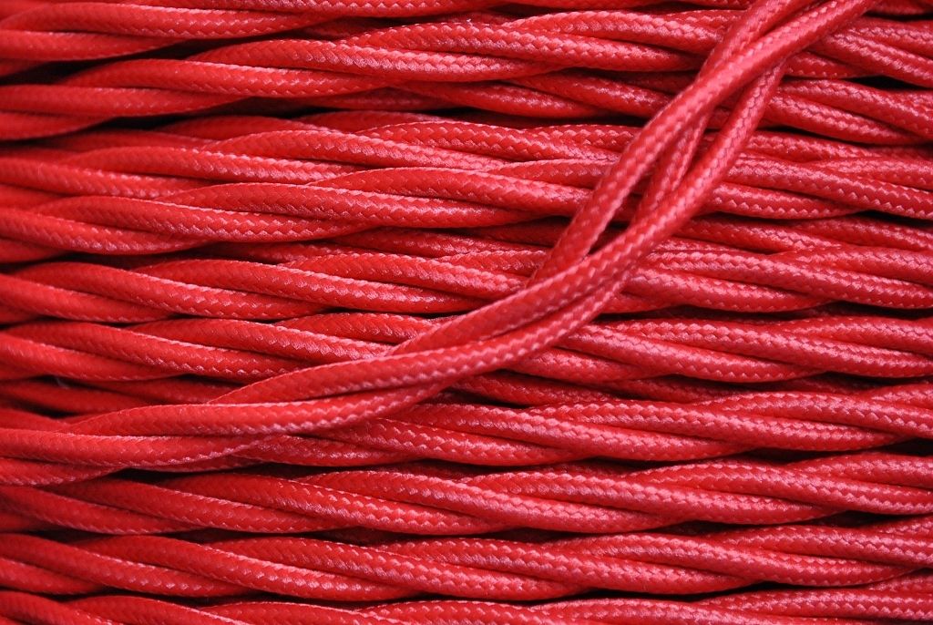 Textil Stromkabel verdrillt 3x0,75mm² rot Produktbild 