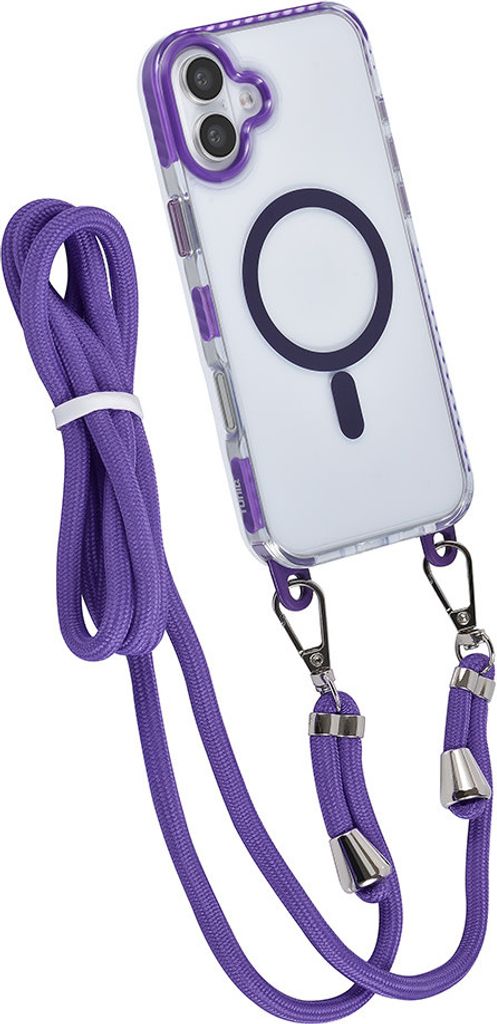 TUNIQ iPhone 16 Plus Back cover case - neck cord -TPU+PC - Purple