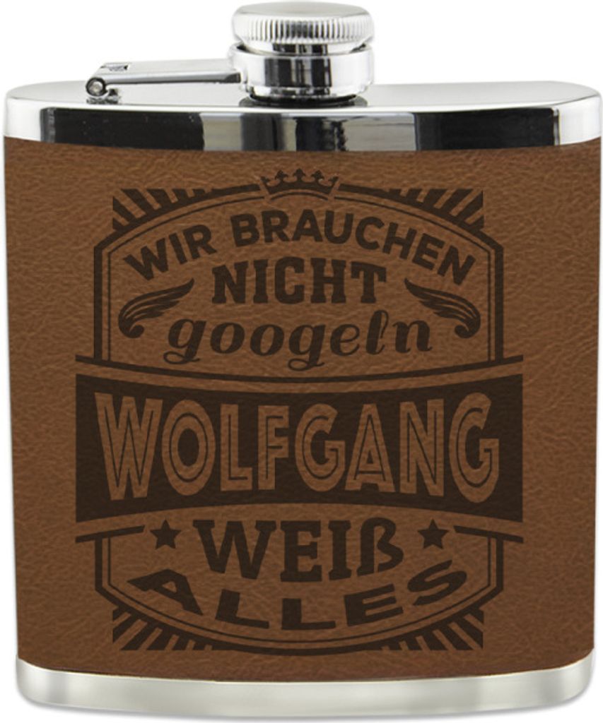 Personalisierter echter Kerl Flachmann mit Namen- Wolfgang