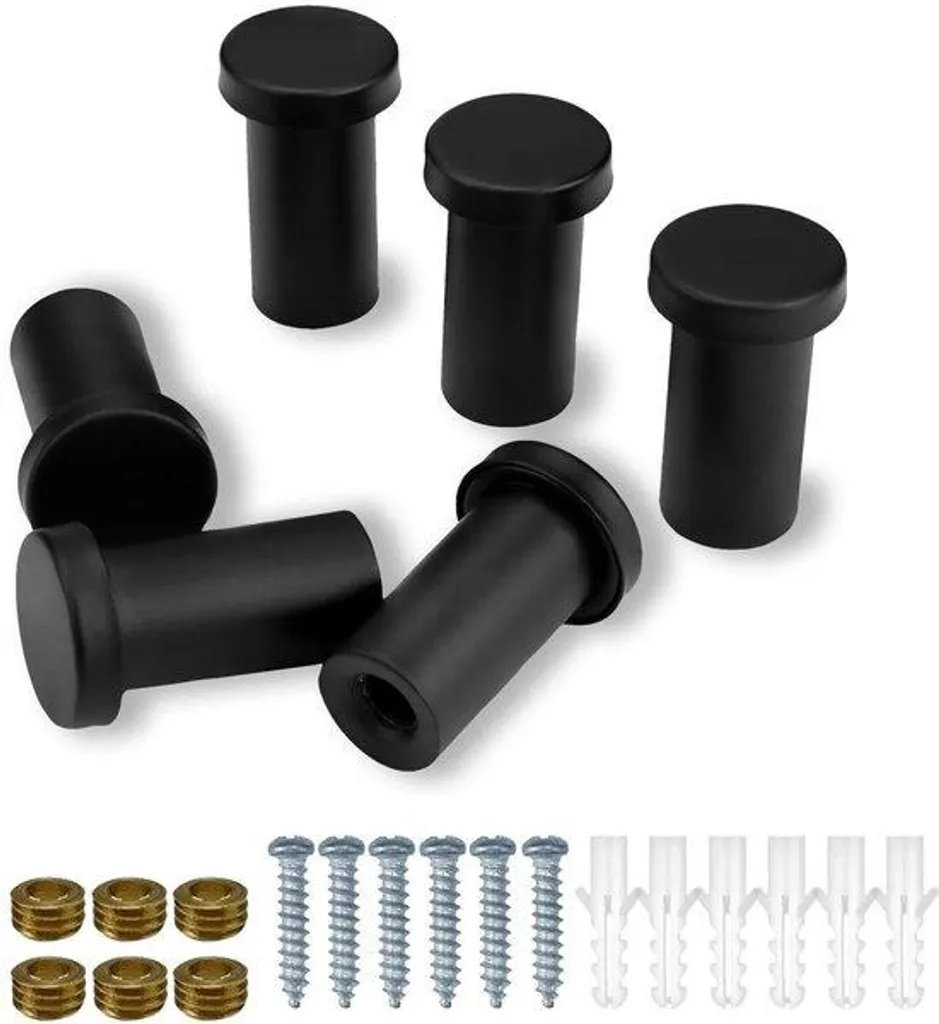 Patère Murale Noire 36 mm à Visser - Lot de 6 Crochets Polyvalents
