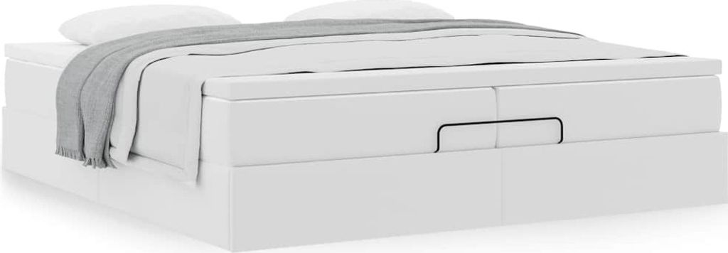 Möbel Ottoman-Bett mit Matratzen Weiß 200x200 cm Kunstleder - Klassische Betten 3311057