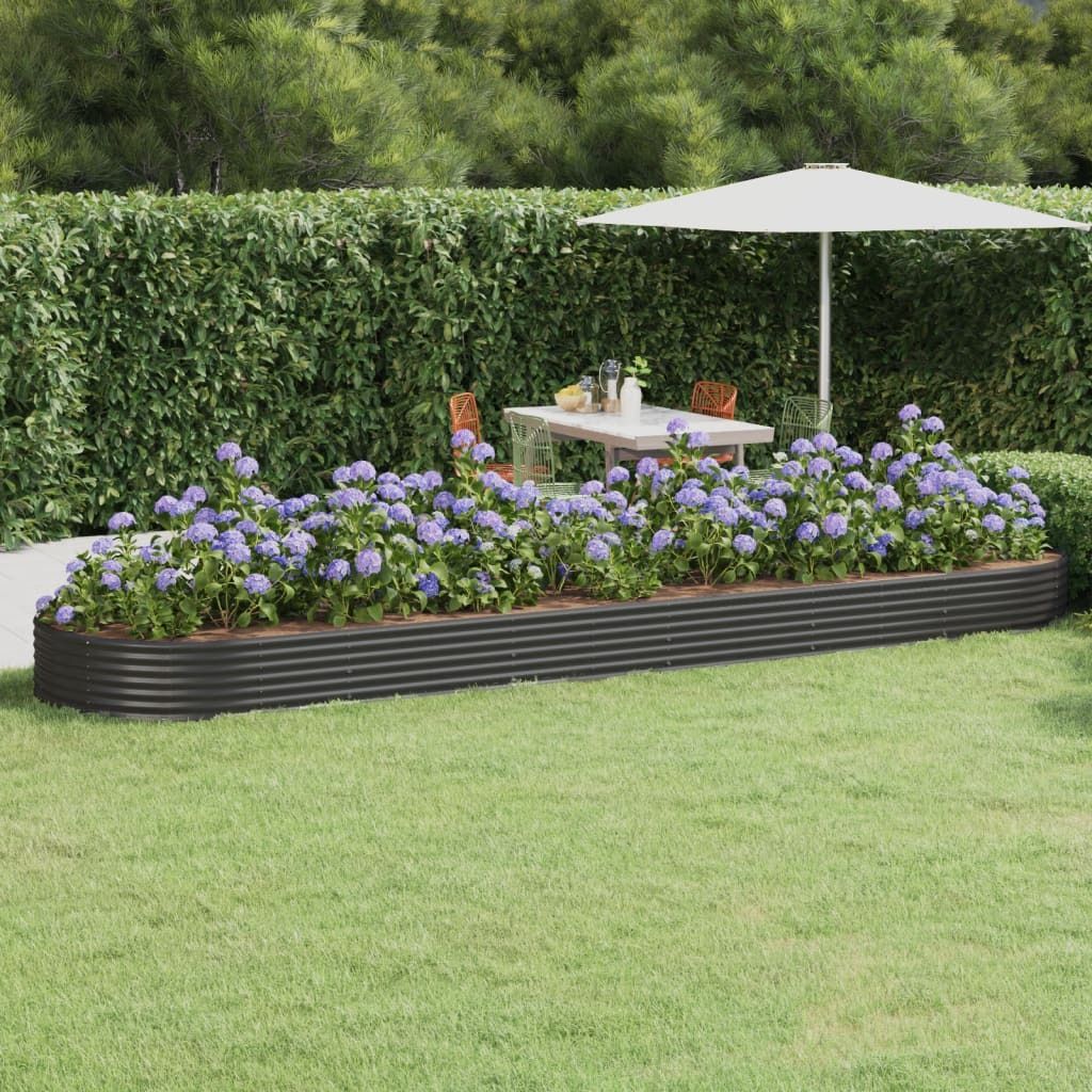 The Living Store Hochbeet Pulverbeschichteter Stahl 523x140x36 cm Anthrazit