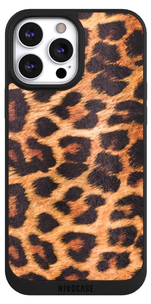 NIVOCASE Handyhülle für Apple iPhone 13 Pro Max Hülle NIVOpure Case Schwarz Animalprint Fell Leopard