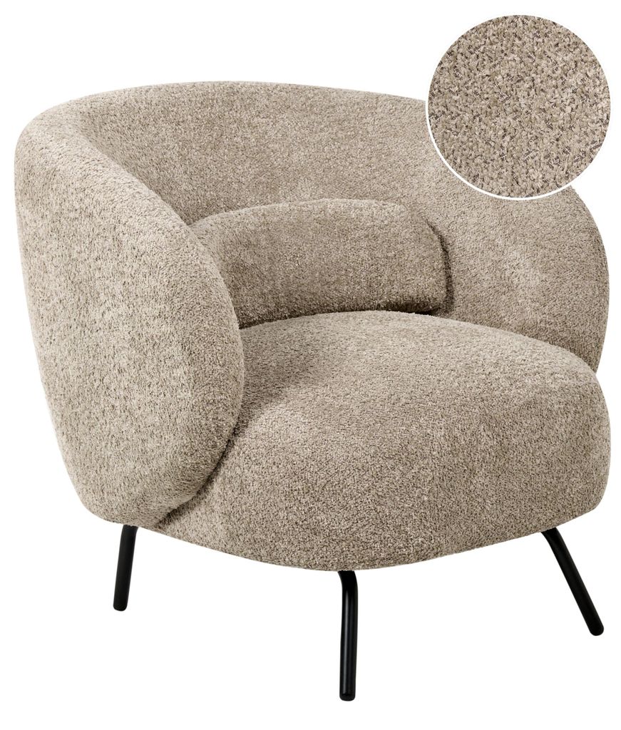 BELIANI Sessel Taupe aus Bouclé Stoff Schwarze Beine Produktbild 