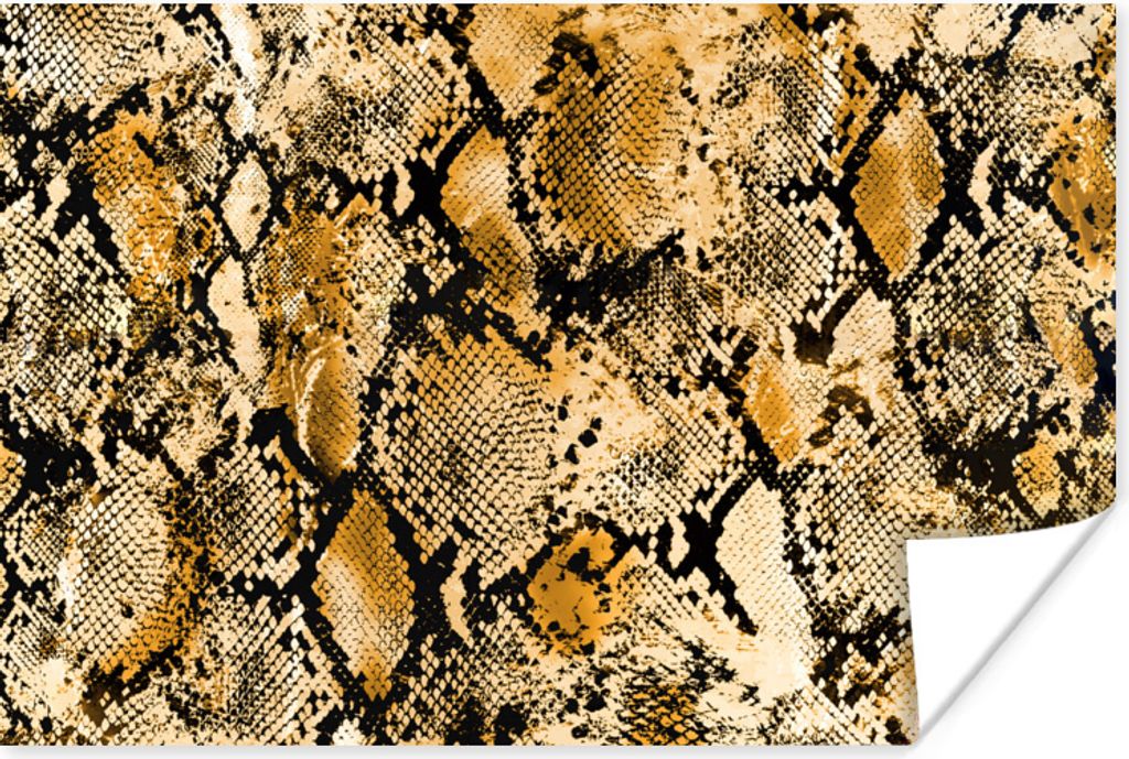 MuchoWow Poster Tiermuster - Gold - Schlange - Schuppen 180x120 cm - Fotoplakat