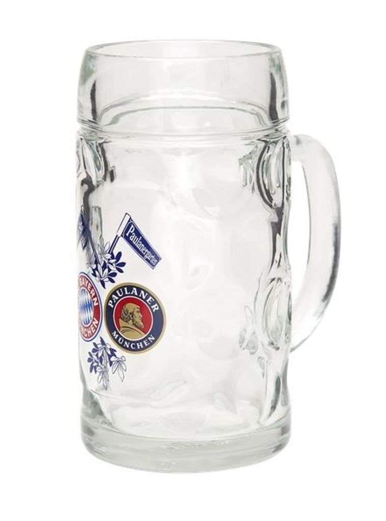FC Bayern München Maßkrug 1 l aus Glas mit FCB Logo Paulaner