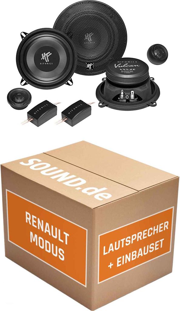 Lautsprecher Boxen Einbaupaket vorne Hifonics VX5.2E passend für Renault Modus | 2x Tief-Mitteltöner 2x Hochtöner 2x Frequenzweiche