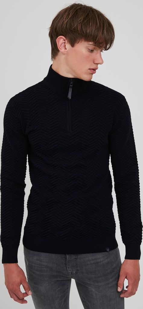 INDICODE IDBanjamon Herren Strickpullover Troyer Grobstrick Pullover mit Stehkragen