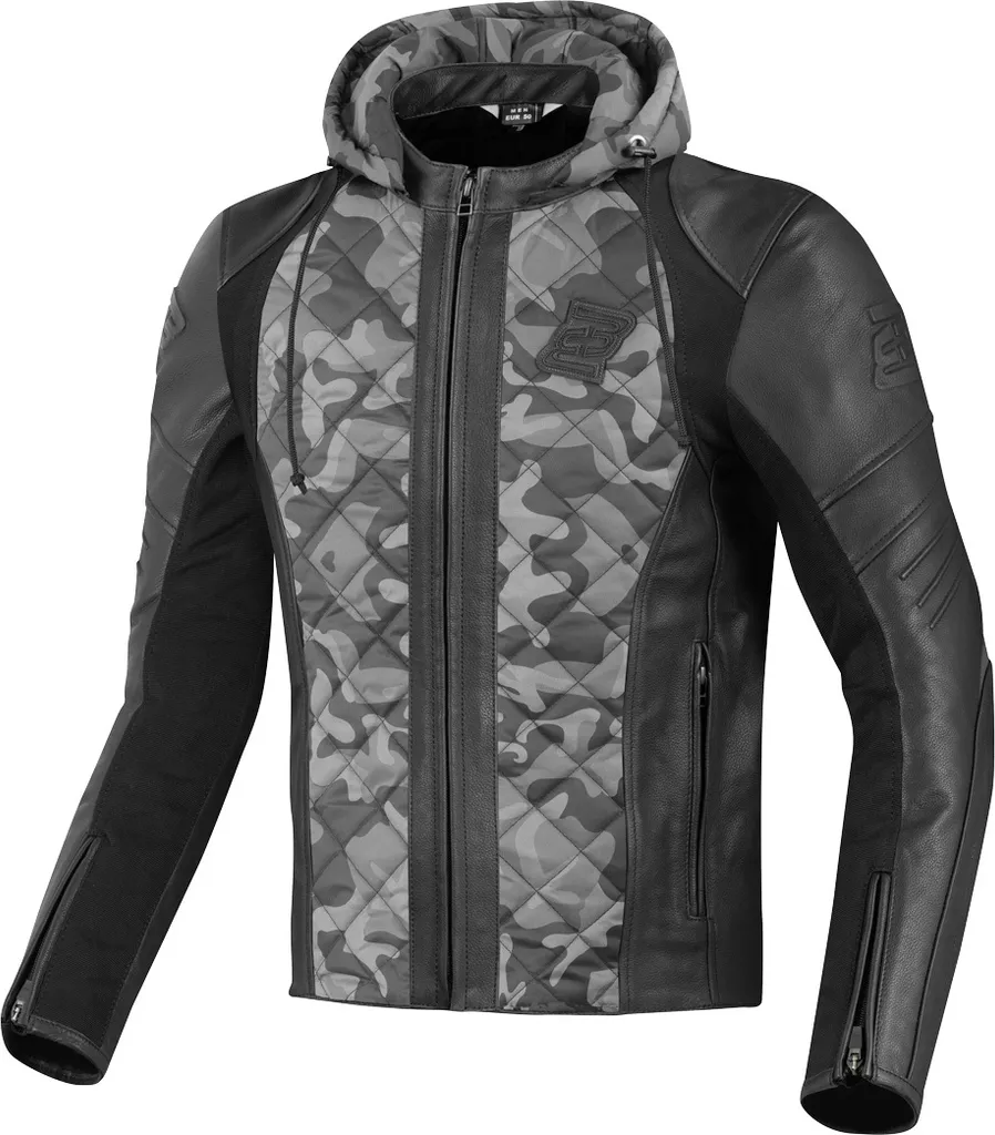 Bogotto Radic, giacca da moto in pelle/tessuto, grigio/camouflage, 2XL