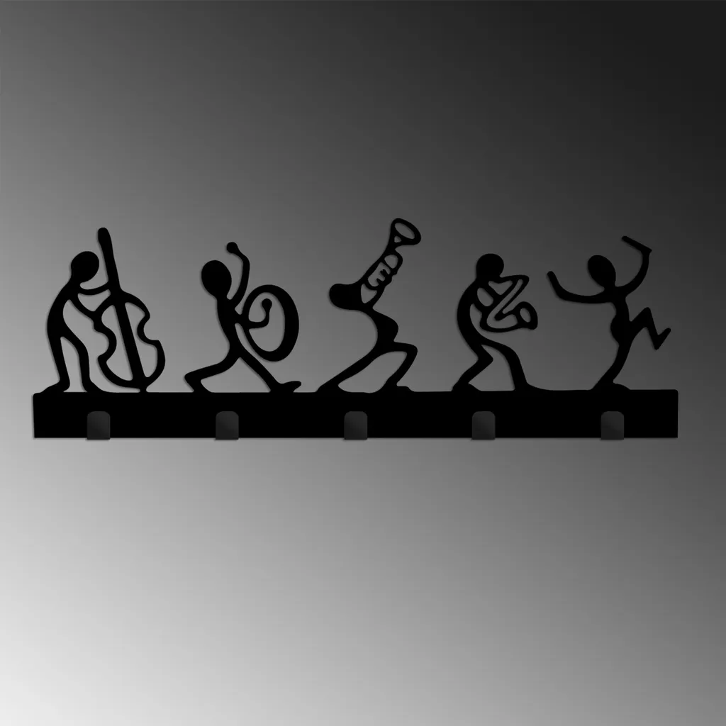 Patère Murale Design Musique en Métal Noir Wallity 60 cm pour Entrée
