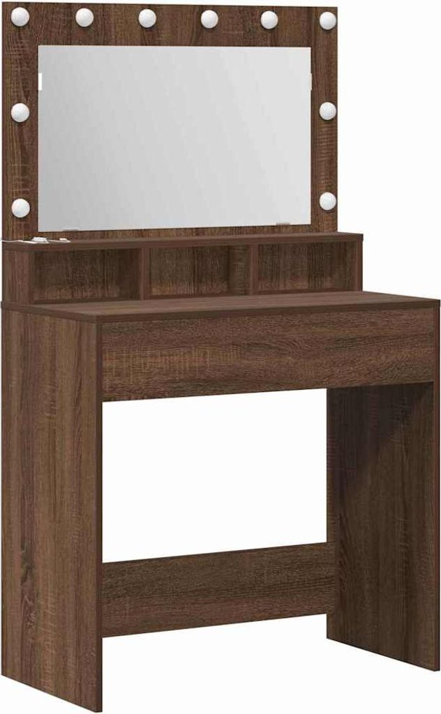 Schminktisch mit Regal Braun Eichen-Optik 75,5 x 41 x 135 cm
