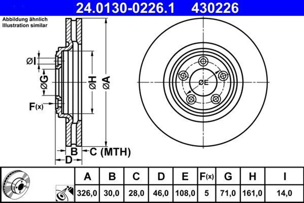 Freins ATE 24.0130-0226.1 pour Jaguar XF et XJ : Compatibilité C2C25336