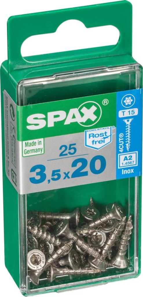 Set di 25 viti SPAX in acciaio inox testa svasata torx, Immagine del prodotto 