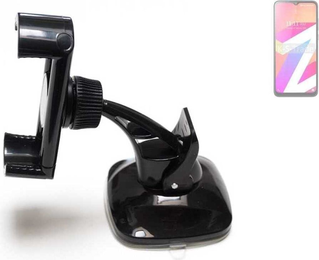 K-S-Trade kompakte Handy-Halterung Windschutzscheibe kompatibel mit Lava Z3 Armaturenbrett schwarz Autohalterung KFZ Halter Scheiben-Halterung schwarz
