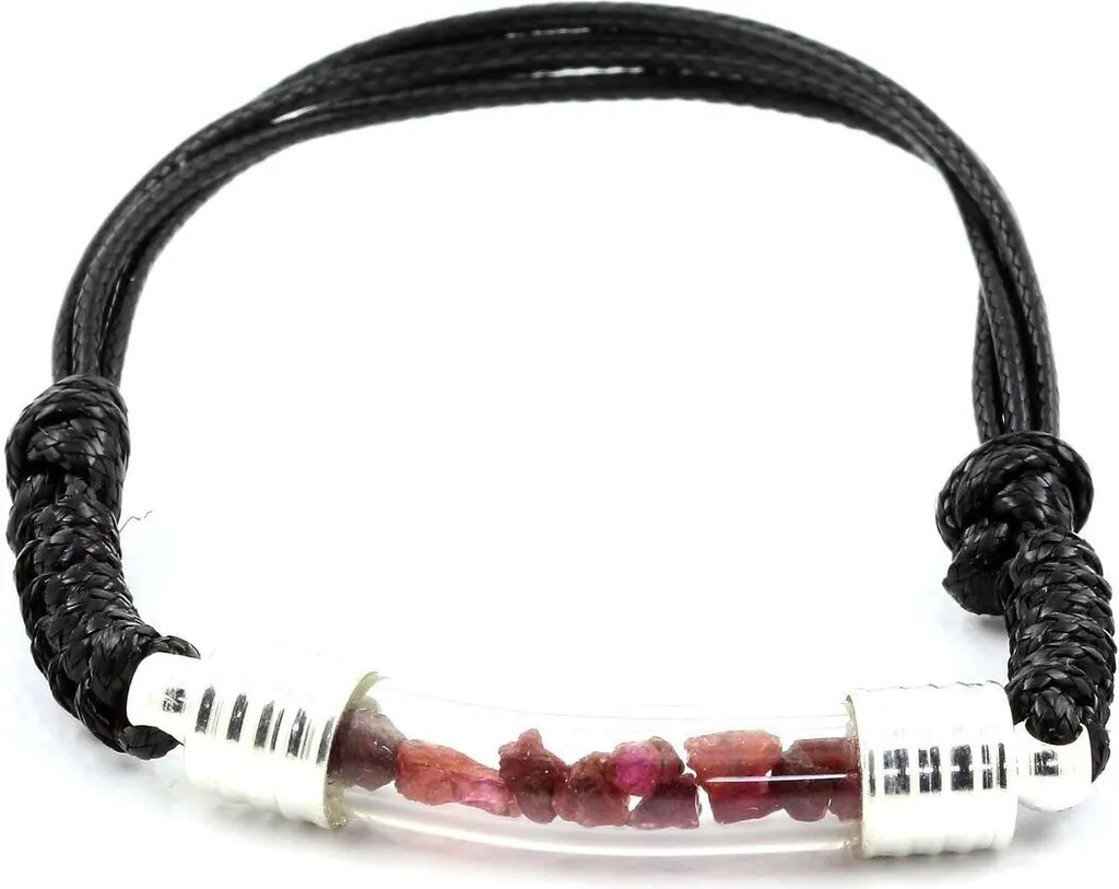 Bracelet en rubis brut naturel véritable avec fermoir en argent massif