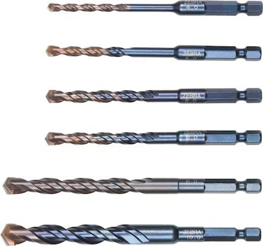 Würth Zebra MFD-S Universal Bohrer Satz 1/4 Zoll 6 Teile Mehrzweckbohrer PGM 0641260002 Wandbohrer Steinbohrer Metallbohrer