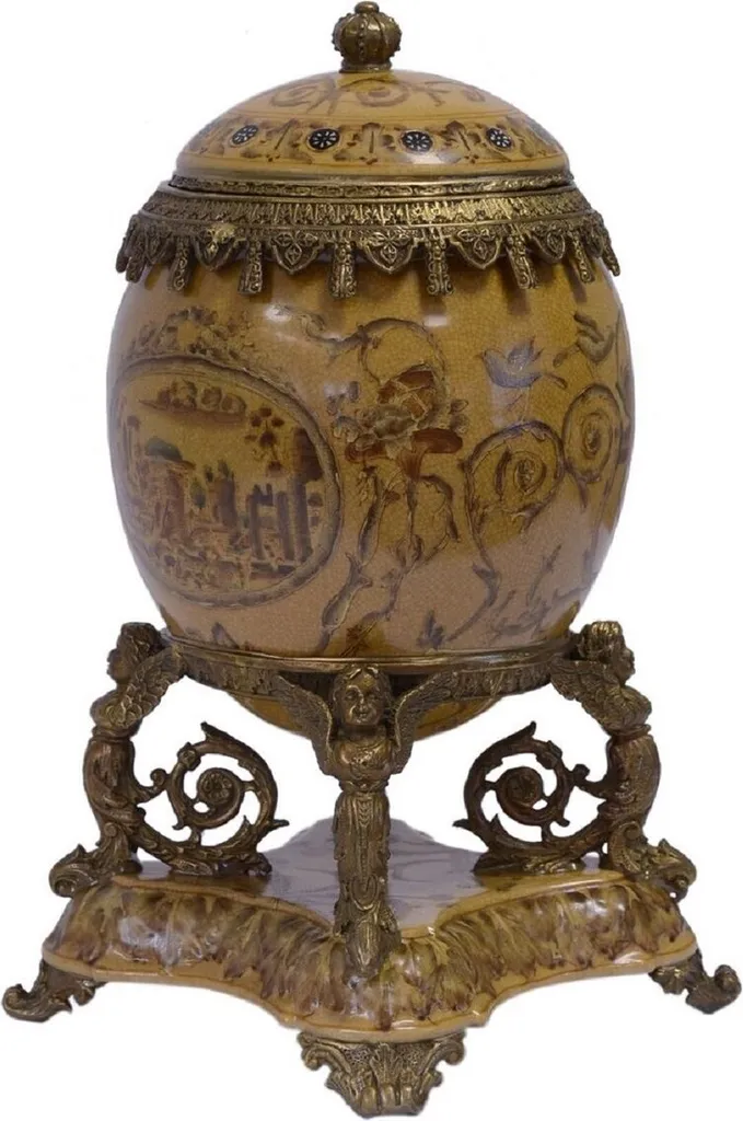 Boîte de Rangement Baroque en Porcelaine Design Œuf de Style Ancien