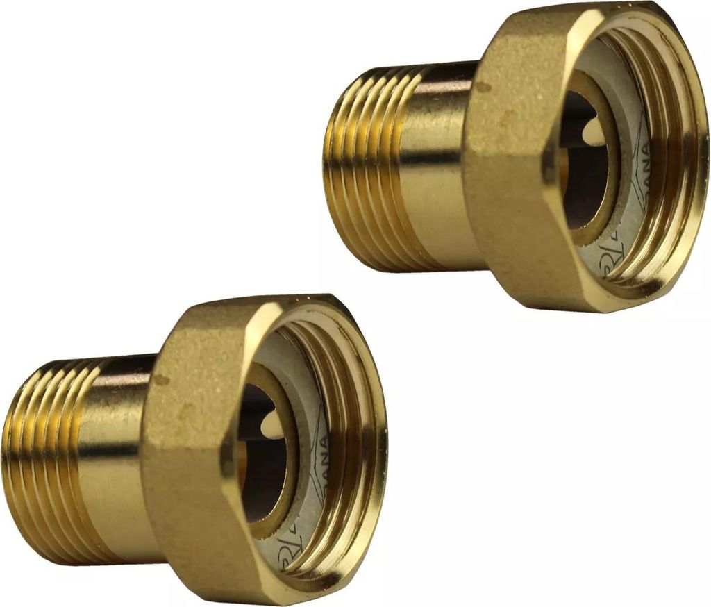 Messing Verschraubungssatz 3/4" IG x 1/2" AG 2 Stück inkl. Flachdichtungen