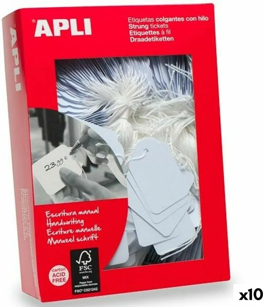 Etichette da appendere Apli White 28 x 43 mm 500 pezzi (10 pezzi)