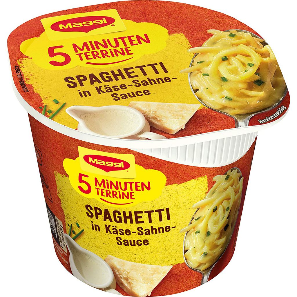 Maggi 5 minutes Terrine Spaghetti dans une sauce crémeuse Image du produit 