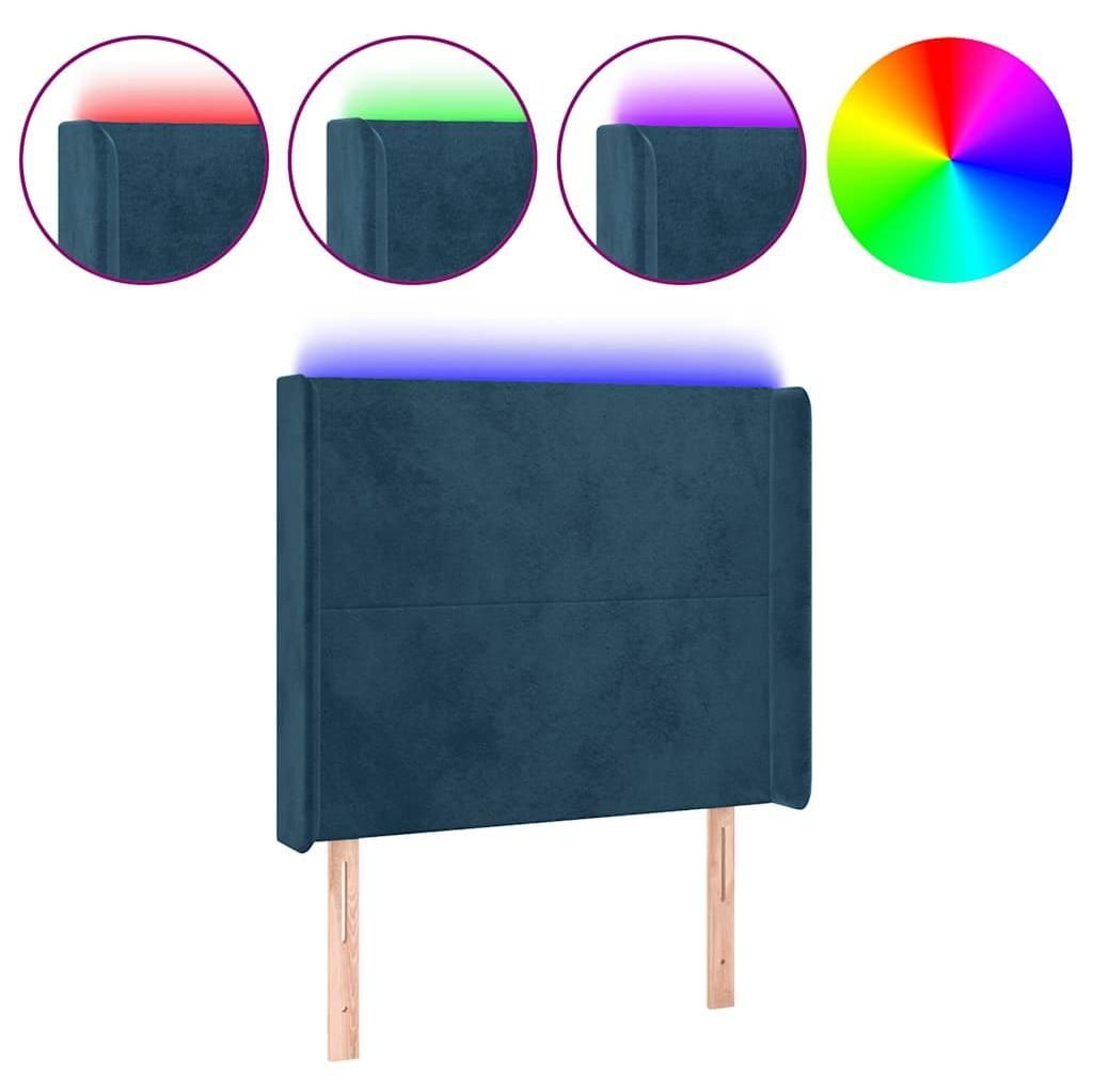 vidaXL LED Kopfteil Dunkelblau 83x16x118/128 cm Samt Produktbild 