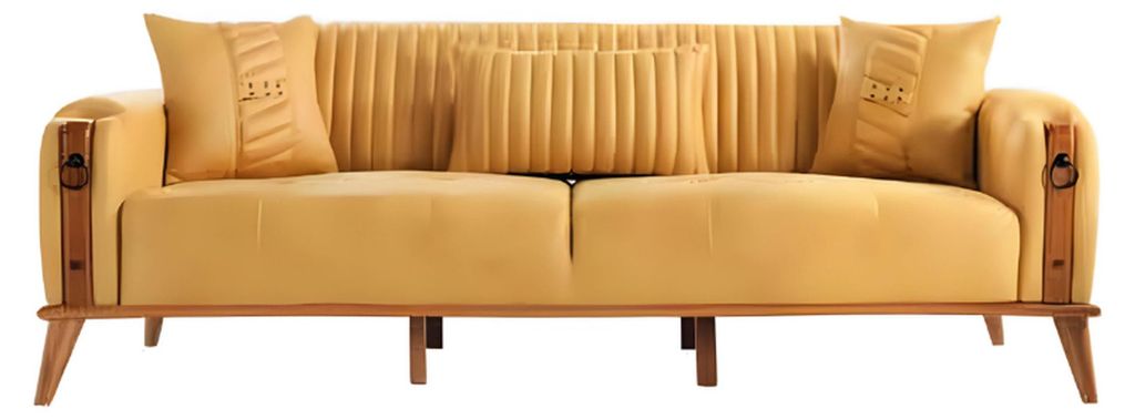 Stilvoll 3-Sitzer Sofa Exklusive Couch Gelb Luxus Möbel Sofas Wohnzimmer