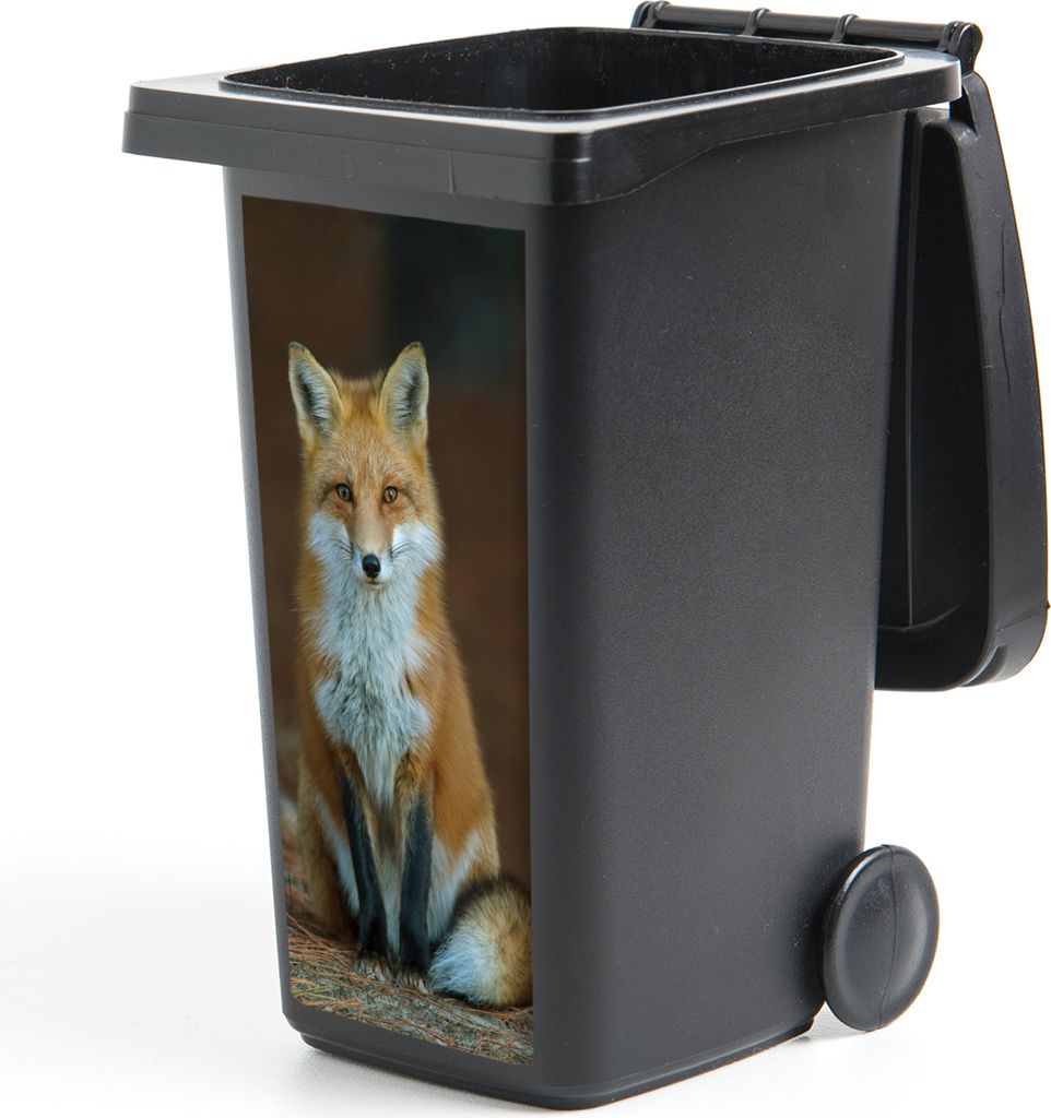 MuchoWow Mülltonnenaufkleber Fuchs - Makro - Rot 38x80 cm - Behälteraufkleber - Mülleimer-Aufkleber - Container-Aufkleber
