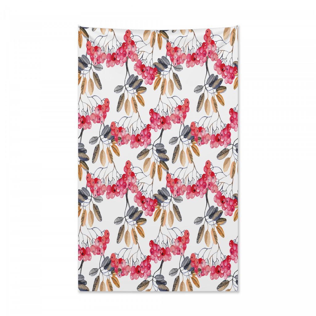 Abakuhaus Eberesche Wandteppich und Tagesdecke, Sträucher voller Beeren aus Weiches Mikrofaser Stoff Kein Verblassen Klare Farben Waschbar, 140 x ...