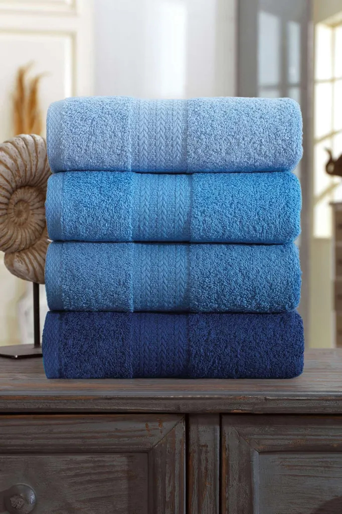 Offerta Set 4 Asciugamani Blu Mijolnir Rainbow 100% Cotone 50x85 cm
