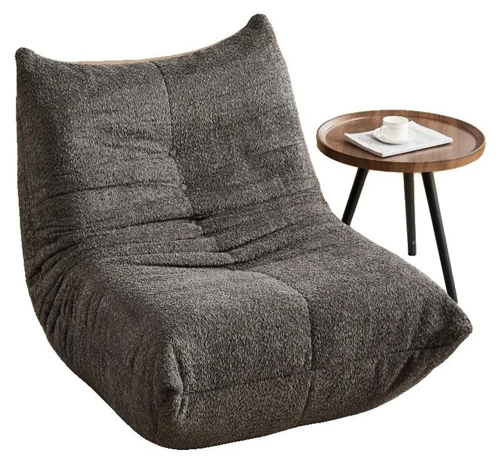 Siège de sol en chenille grise avec design ergonomique pour adulte