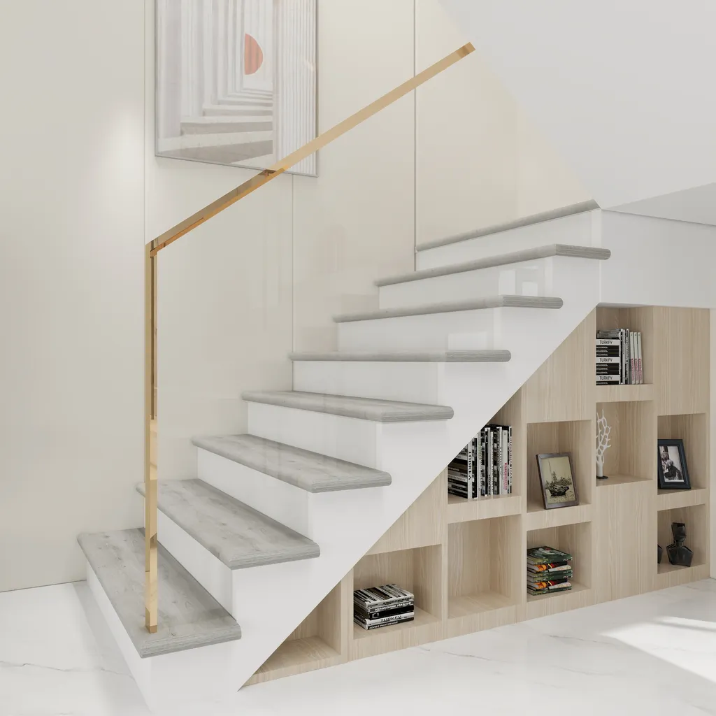 Marche d'escalier aspect chêne gris Bunschoten lot de 6 protection PVC