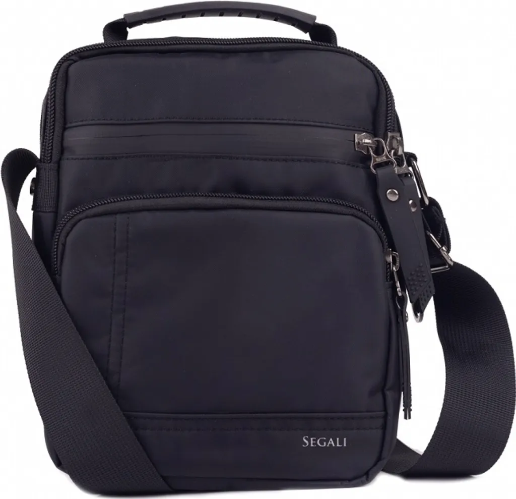 Sacoche bandoulière homme noire 220150 avec multiples rangements