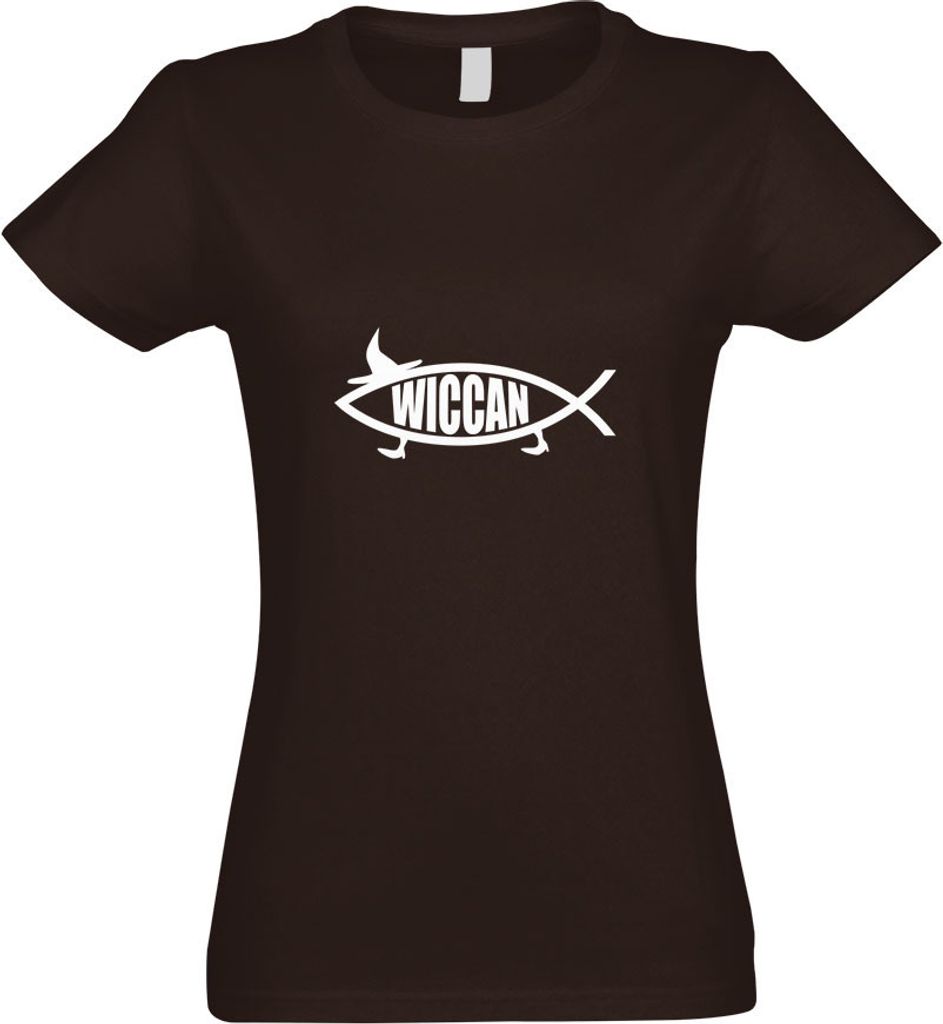 Kiwistar - T-Shirt tailliert - Damen - Chocolate - Wiccan Fisch - mit Motiv Bedruckt - Funshirt Design - Sport - Freizeit - Damen - XXL