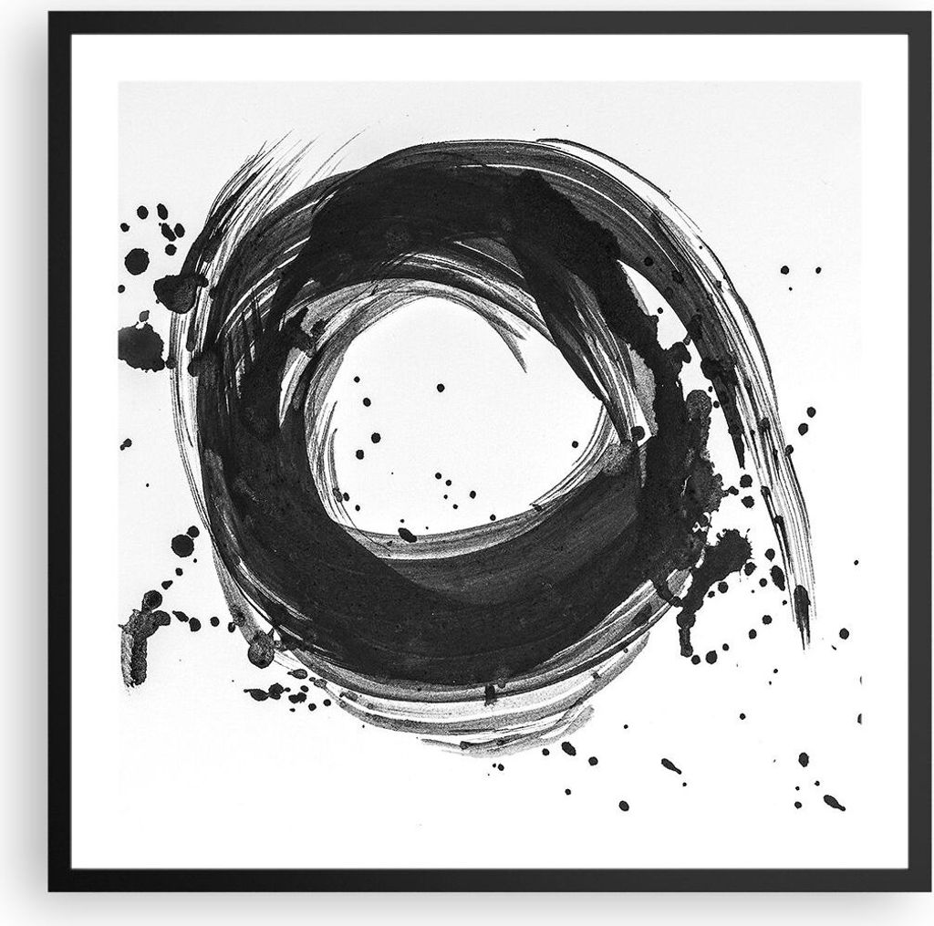 Gerahmtes Poster - Schwarzer Rahmen - Abstraktion Rad Aquarell - 60x60 cm - Wand Bild - Wanddeko - Wandbilder - Kunstposter - Wandposter - Bilderra...