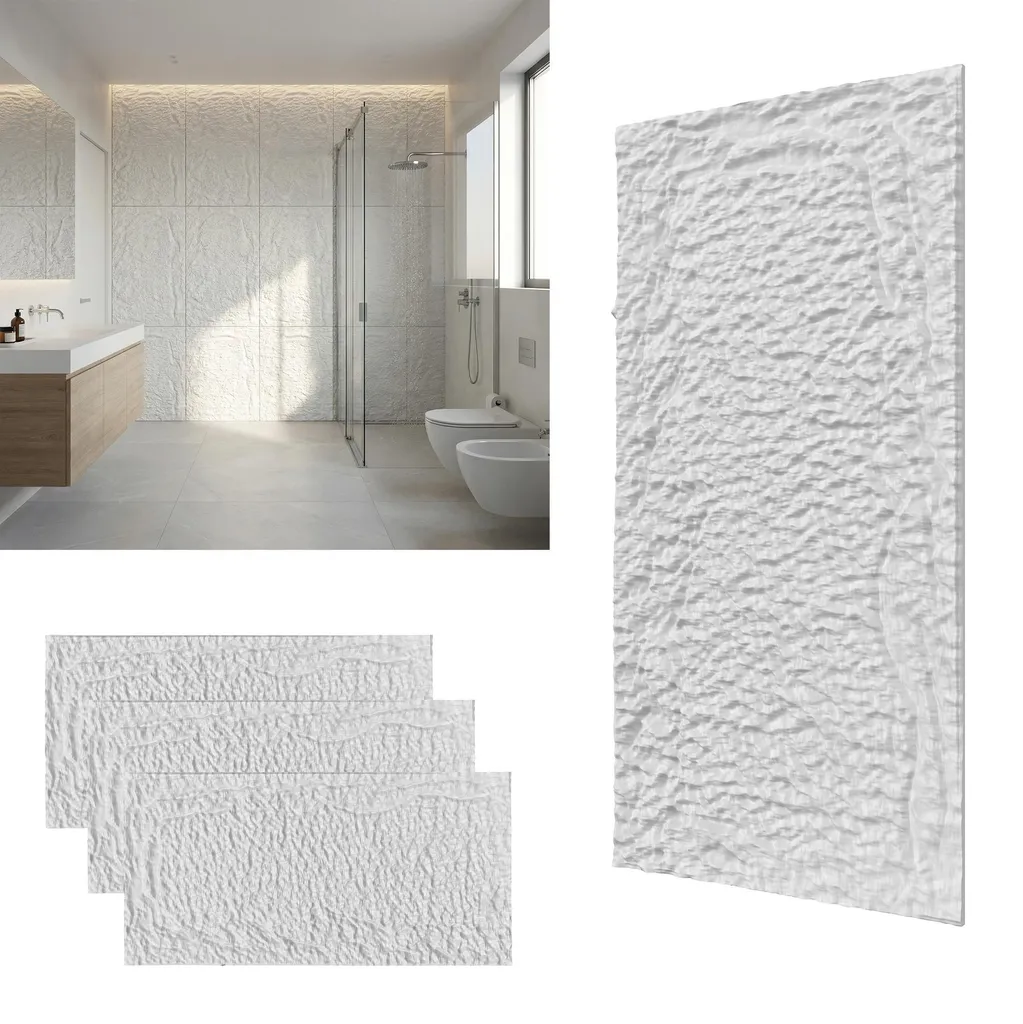 Revêtement Mural 5D Auto-Adhésif de 5 cm Épaisseur Blanc Pur 3pcs