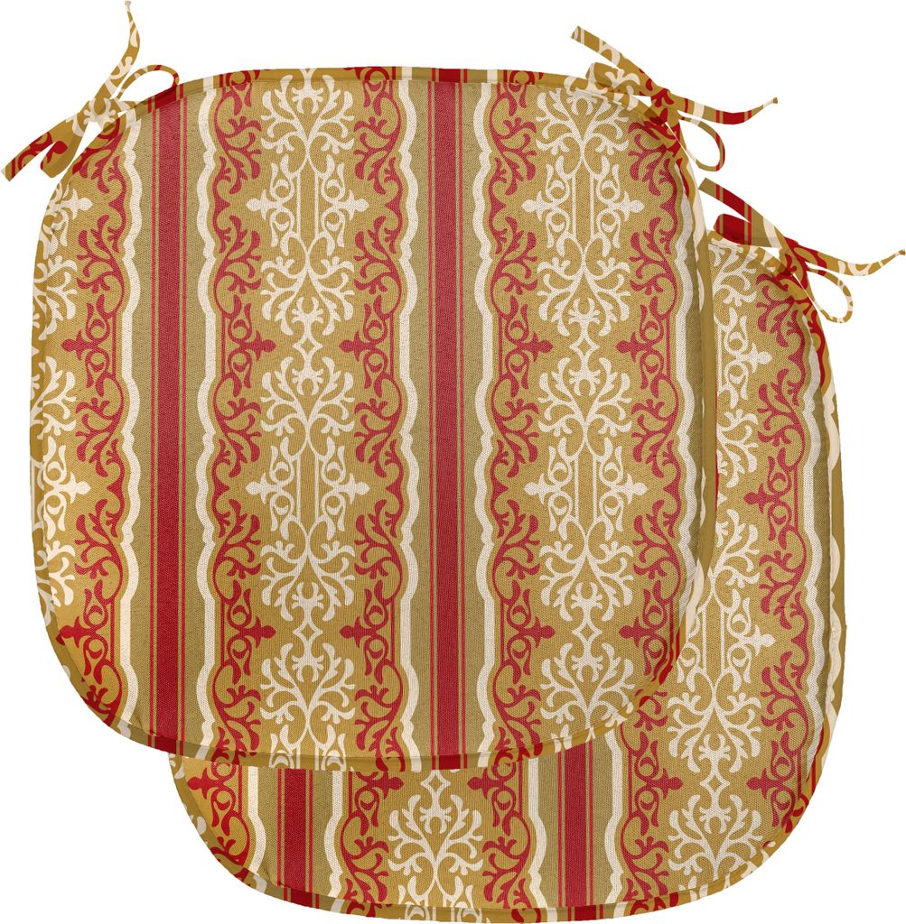 ABAKUHAUS Orient Polster für Esszimmerstühle, Naher Osten Swirl Motiv, Dekoratives wasserfestes Kissen mit Riemen für Küchensitze, 40 cm x 40 c...