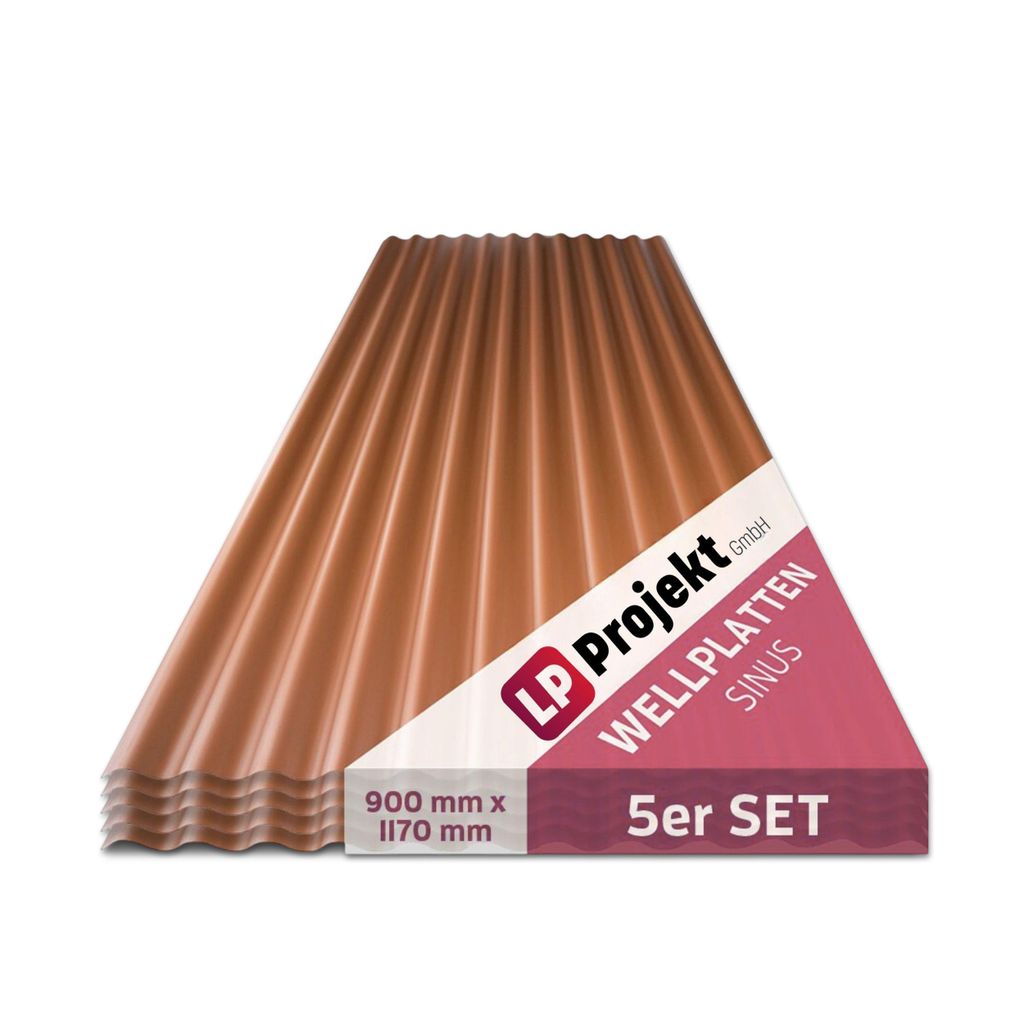 LP Projekt Wellplatten 90x117cm 5 Stk | Braun | UV-beständige & stabile Kunststoff Wellplatte | Wetterfest & langlebig für Carport, Garten & Terr...
