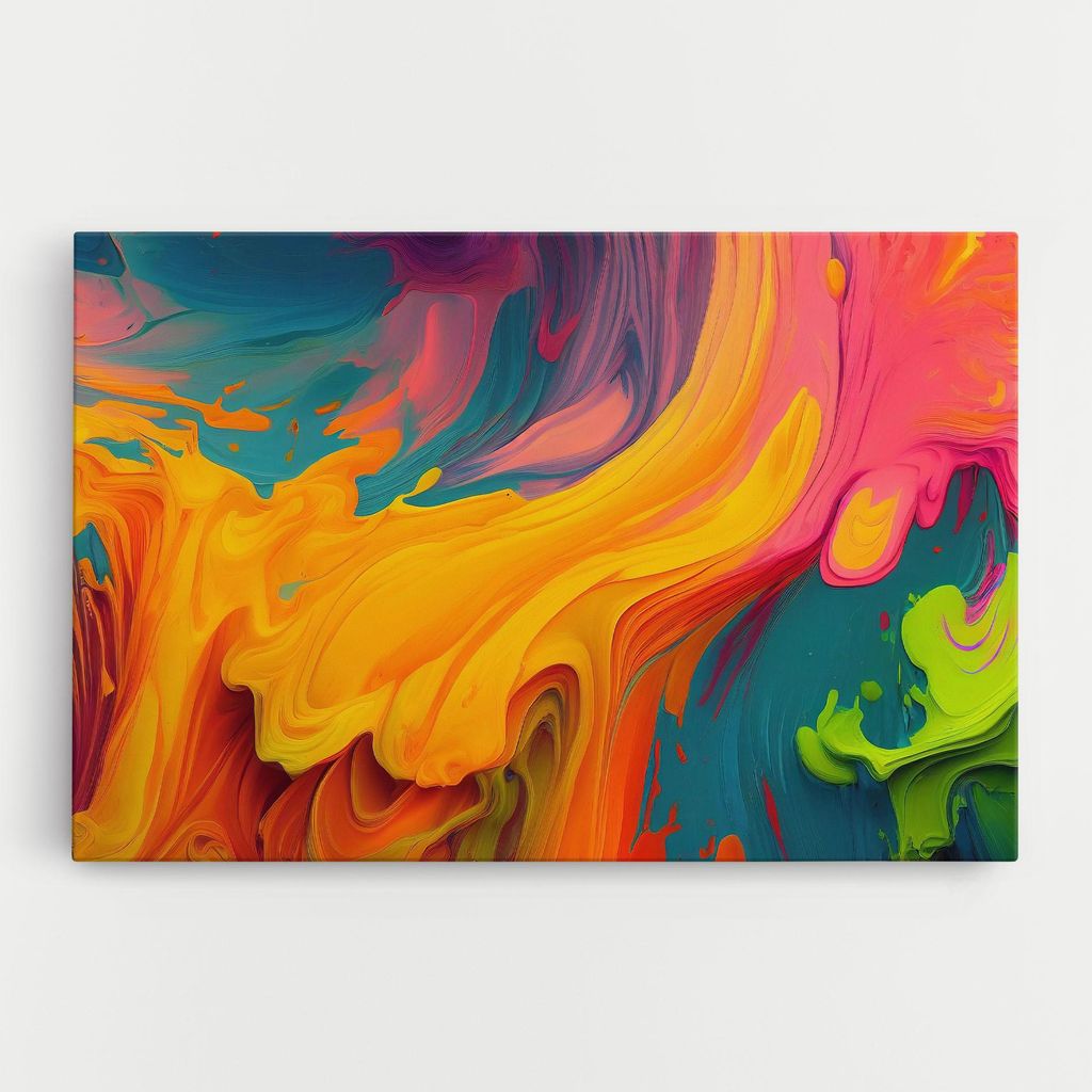 ARTHUB Leinwandbild 80x120 cm, Dried Mixed Paint | Wohnzimmerdekoration, Hängende Bilder, Wanddekoration, Heimdekoration, Abstrakte, Lebendige F...