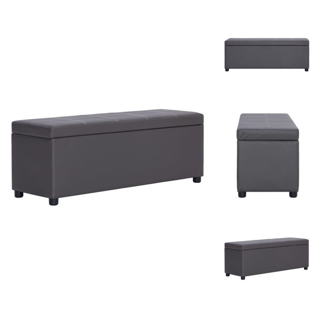 vidaXL Bank mit Staufach 116 cm Grau Kunstleder - Truhen- & Flurbänke