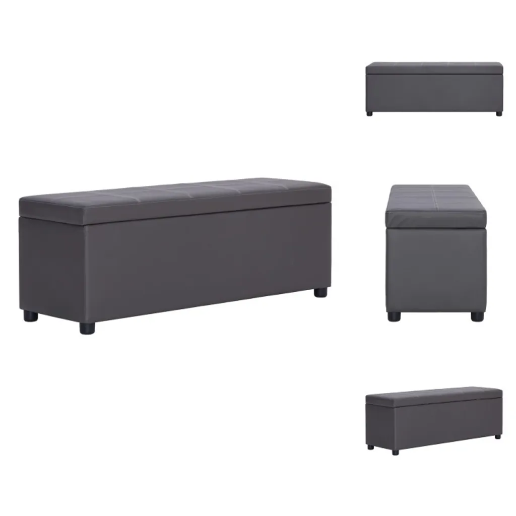 Coffre de Banc pour Entrée ou Chambre 116 cm Gris en Similicuir - vidaXL