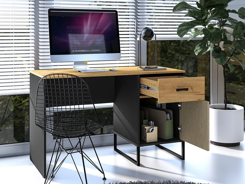 Bureau SABEL Noir et Chêne pour Télétravail - Espace de Travail Moderne - 5