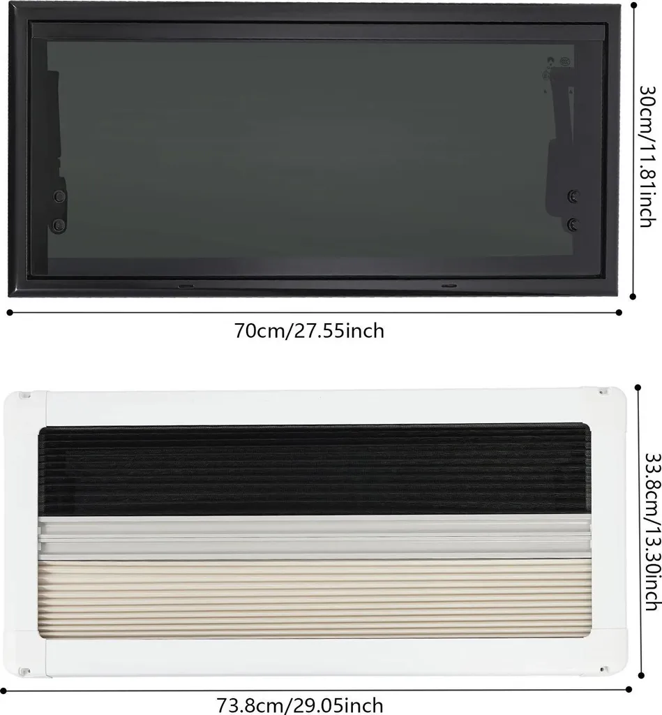 Fenêtre de camping-car 70x30 cm avec moustiquaire et store occultant