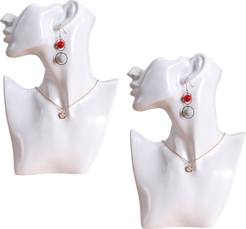 sada 2 bust na šperky bílé barvy | busta figuríny na šperky Obrázek produktu 