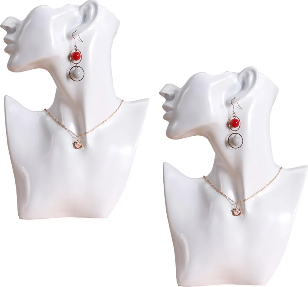 Support bijoux blanc anti-nœuds pour colliers et boucles d'oreilles