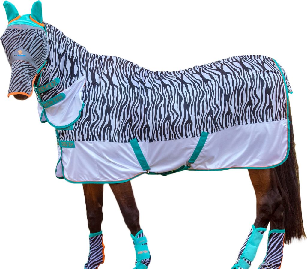 Tempest - "Original Zeb-Tek" Combo-Kragen Zebramuster Fliegenschutz Pferdedecke ER1110 (137,16 cm) (Schwarz/Weiß)