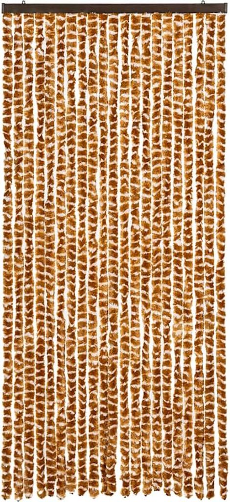 vidaXL Fliegenvorhang Ocker und Weiß 90x200 cm Chenille