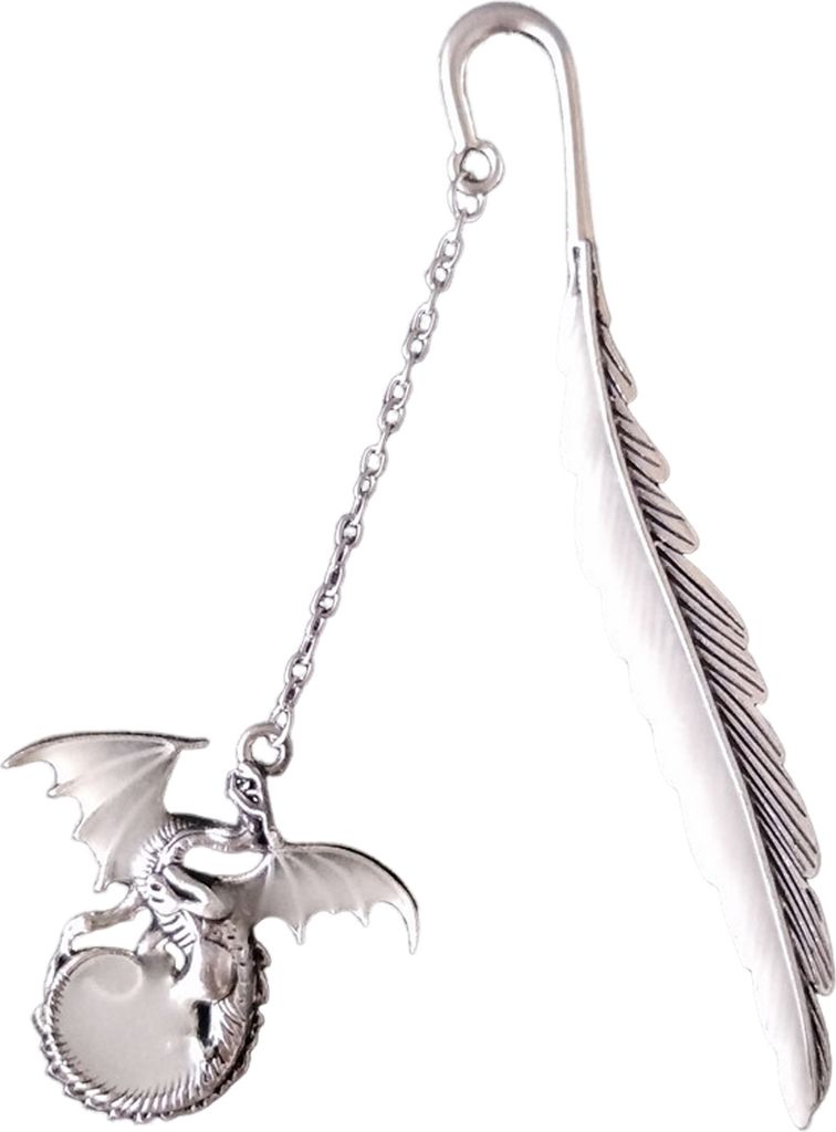 Vintage-Lesezeichen aus Metall, leuchtendes Federdesign mit kreativem fliegendem Drachen, farbechtes dekoratives Lesezeichen