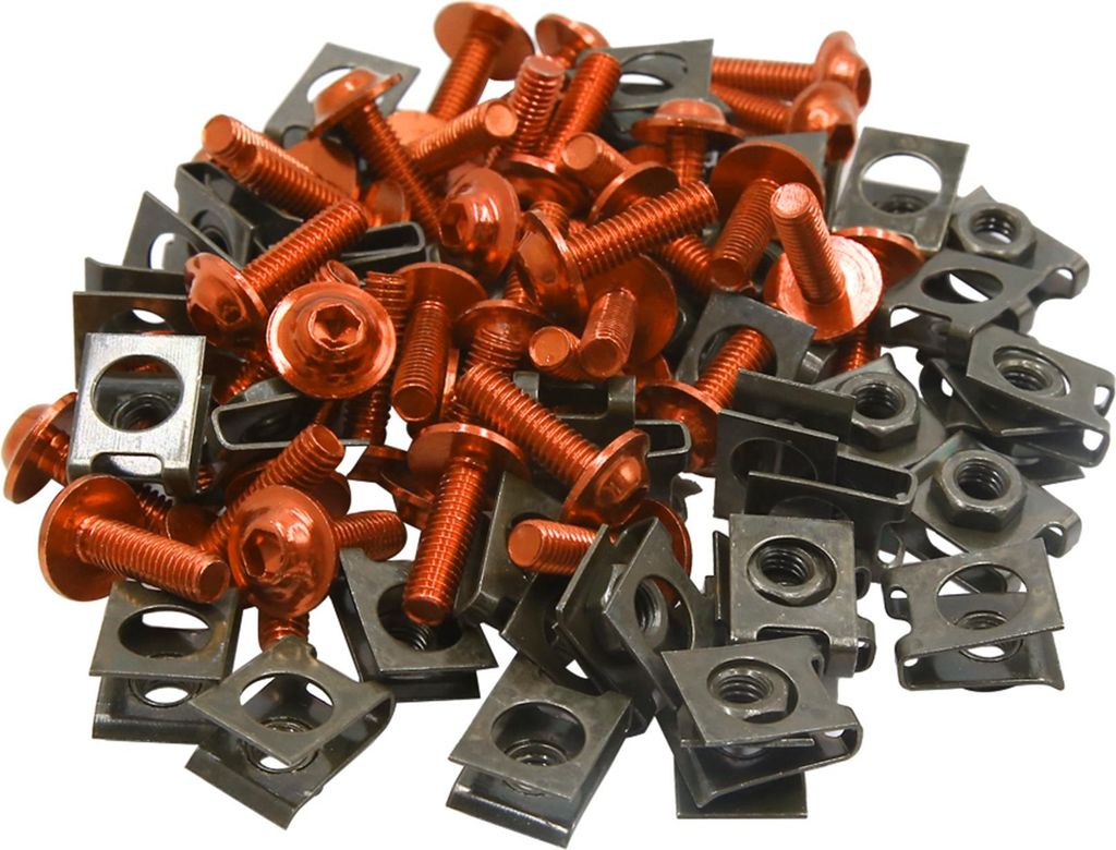 40 Stücke Metall M6 U-Typ Nieten Motorrad Befestigungselemente Clips W Orange Schrauben Schrauben